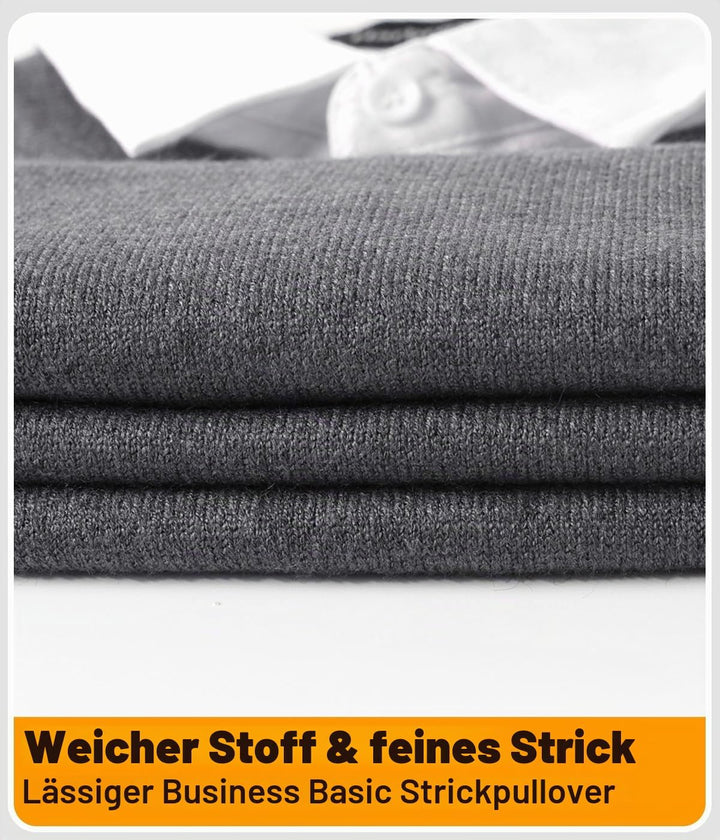 Herren Strick Pullover V Ausschnitt Strickpullover Feinstrick Mock Hemdkragen Strickwaren Lange Ärme