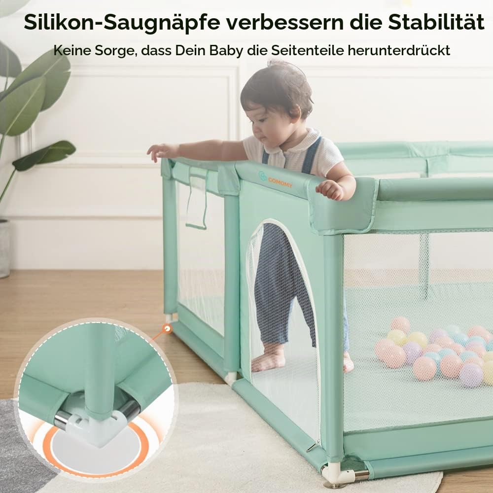 COMOMY Laufstall Baby, 150x180x66cm Laufgitter Baby Grosse xxl Sicherheitsbereich Schutzgitter für K