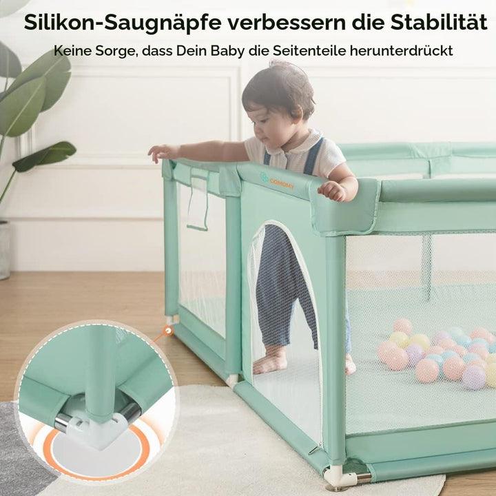 COMOMY Laufstall Baby, 150x180x66cm Laufgitter Baby Grosse xxl Sicherheitsbereich Schutzgitter für K