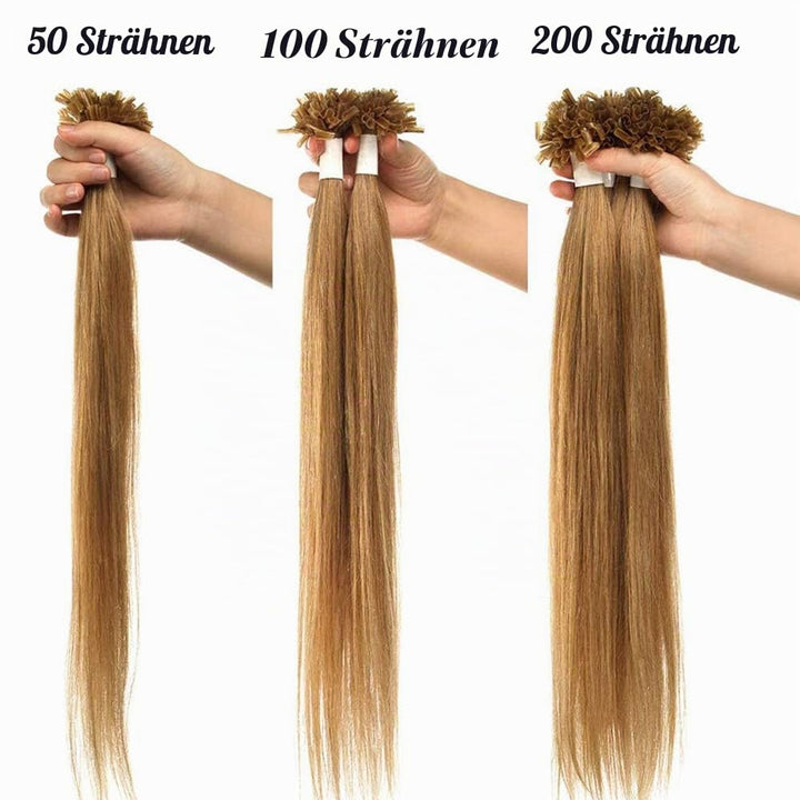 SEGO Extensions Echthaar Bondings Keratin U-Tip Remy Human Hair Haarverlängerung 50 Strähnen Dunkelb