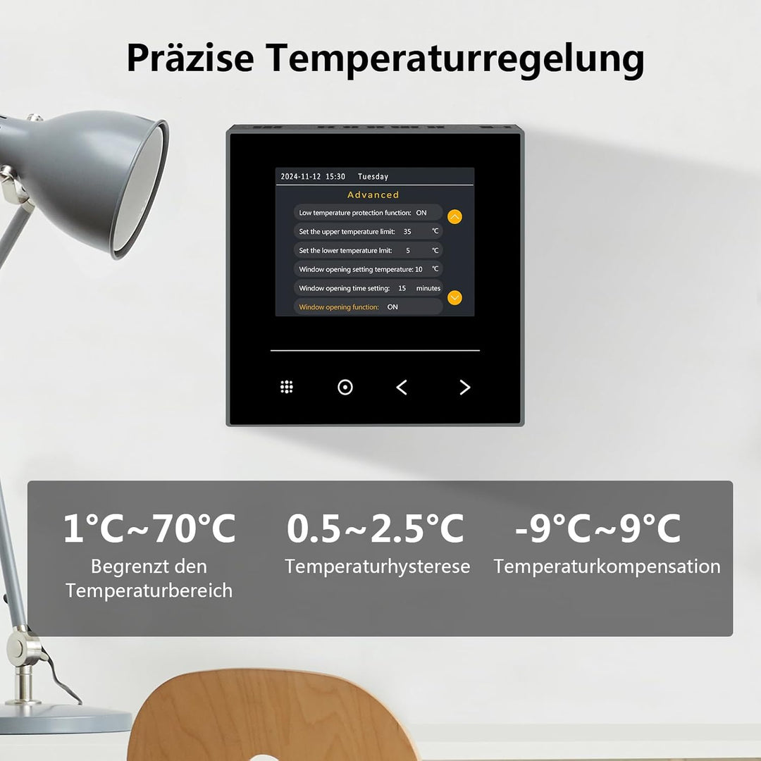 KETOTEK Smart Thermostat für Wasser Fussbodenheizung 3A, Digital Programmierbar Raumthermostat Kompa