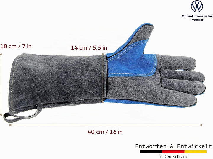 BRISA VW Collection - Volkswagen Grillhandschuhe-Ofen-Back-BBQ-Handschuhe Hitzebeständig T1 Bus (Gra
