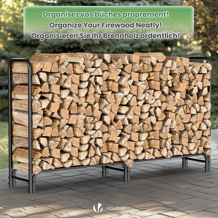 VOUNOT Kaminholzregal Aussen Metall, Brennholzregal Aussen, Feuerholzregal Outdoor mit wasserdichte