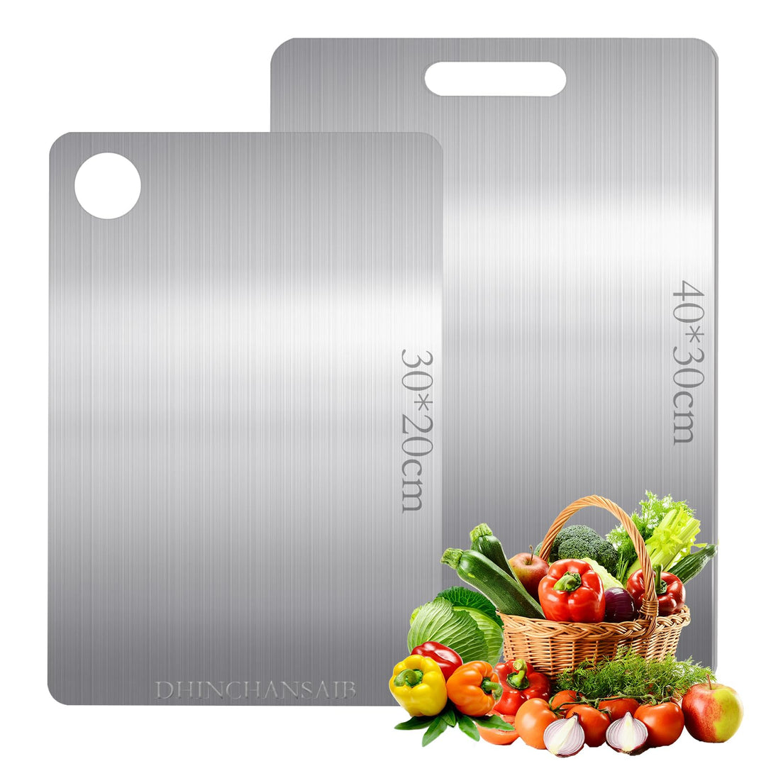 Titan Schneidebrett, 2 Pcs Schneidebrett Edelstahl, Titan Chopping Board, Schneidebrett Metall, Dopp