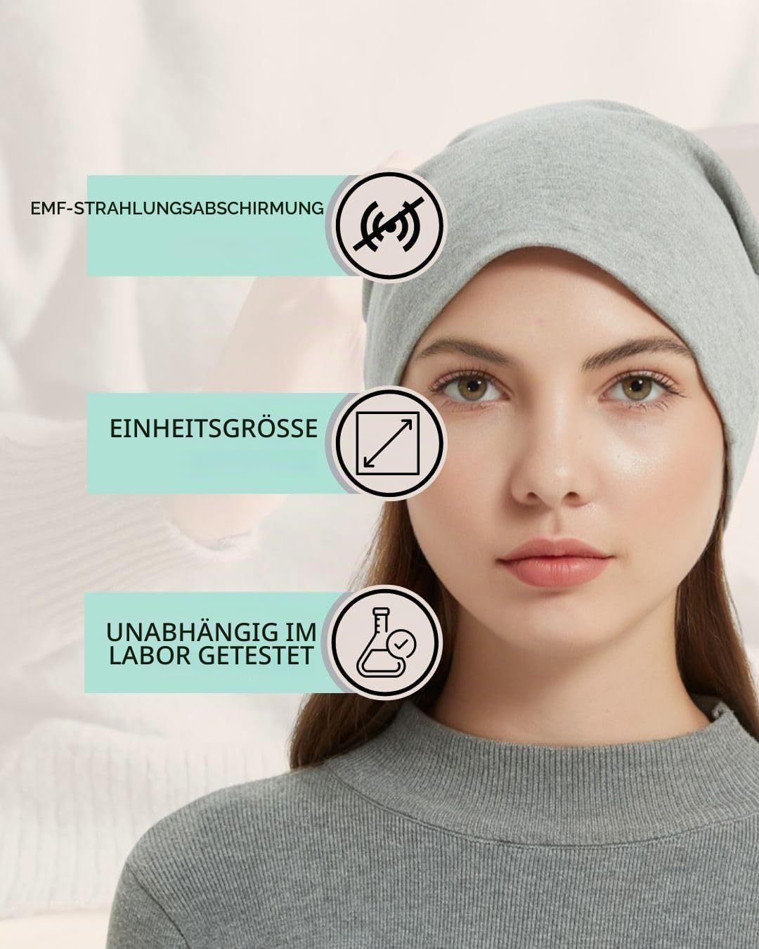 Radia Smart EMF Schutz-Slouch-Mütze, 5G Strahlenschutz, RF-Abschirmung, WiFi-Strahlenschutz, Kopfman