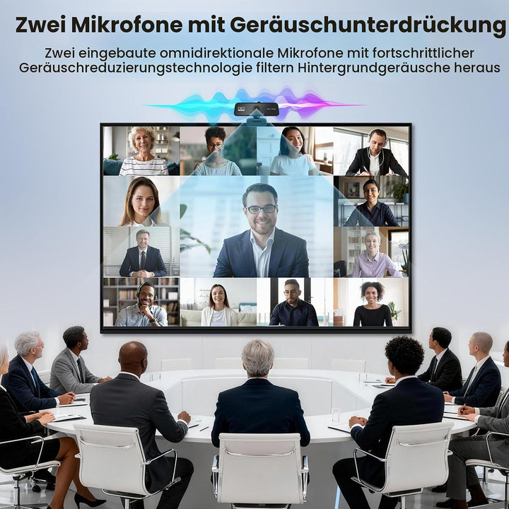 4K Webcam mit Autofokus – Ultra HD Streaming Kamera mit Integriertem Mikrofon &amp; Automatischer Lichtk