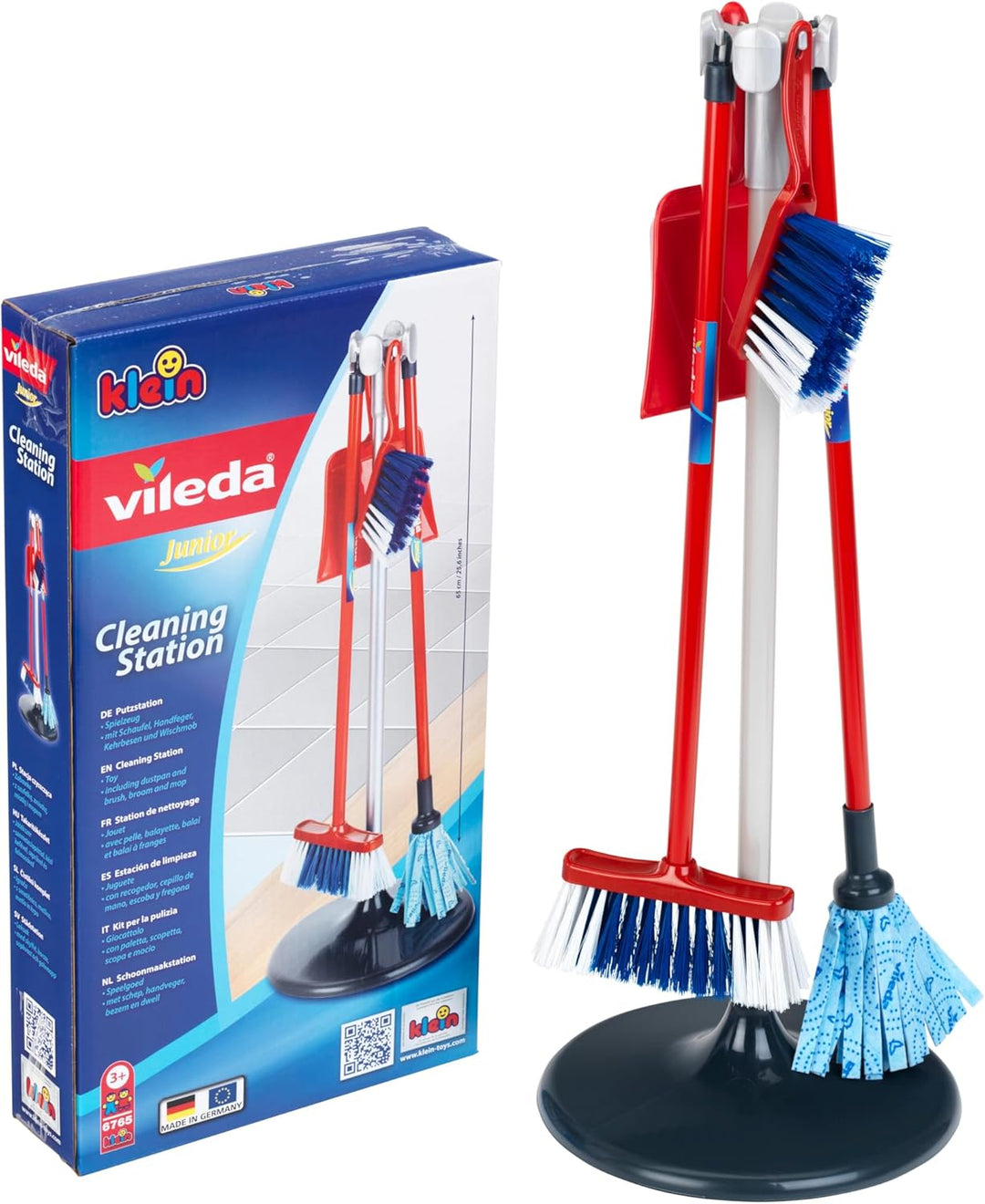 Theo Klein 6765 Vileda Cleaning Station I Kinder-Putzset inkl. Besen, Wischmop u.v.m. I Leicht monti
