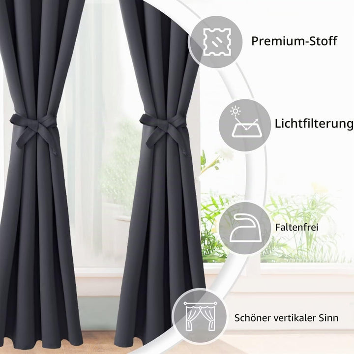 JIUZHEN Blickdicht Vorhänge Gardinen Ösenvorhang für Schlafzimmer Wohnzimmer,Dark Grau Verdunkelungs
