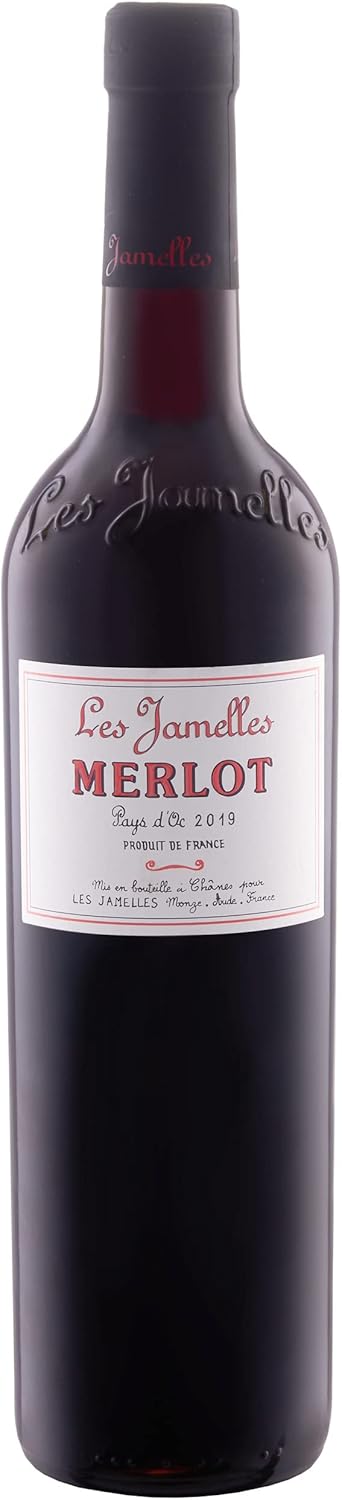 BRUBAKER Geschenkset Weinset mit 1 Flasche Rotwein Jahrgang 2019 Les Jamelles Merlot - in Holzkiste