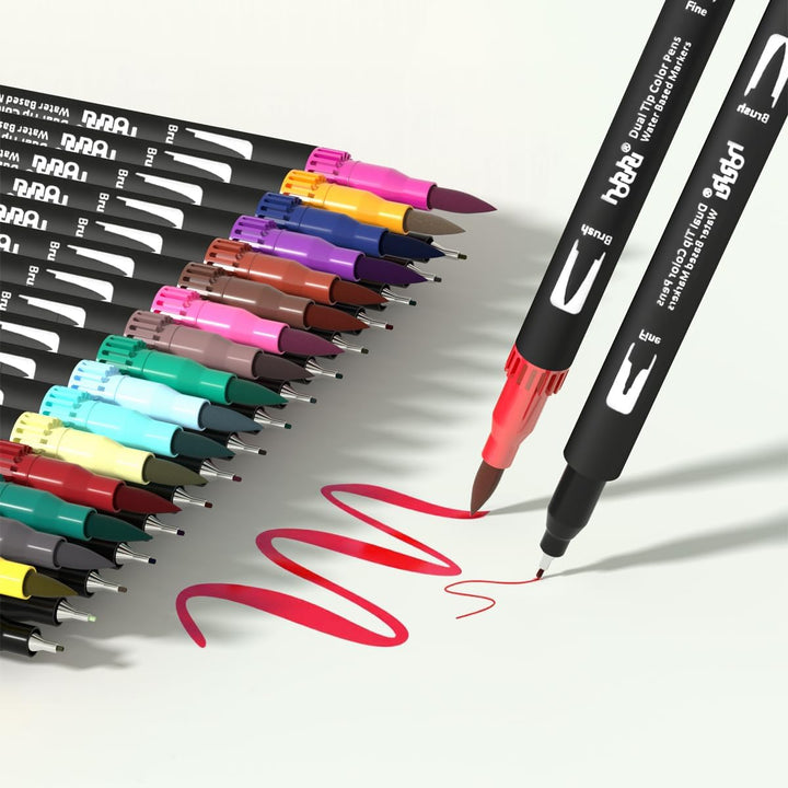 hhhouu 100 Farben Brush Marker Pinselstifte Journal Zubehör Stifte, Doppelspitze Filzstifte für Kind