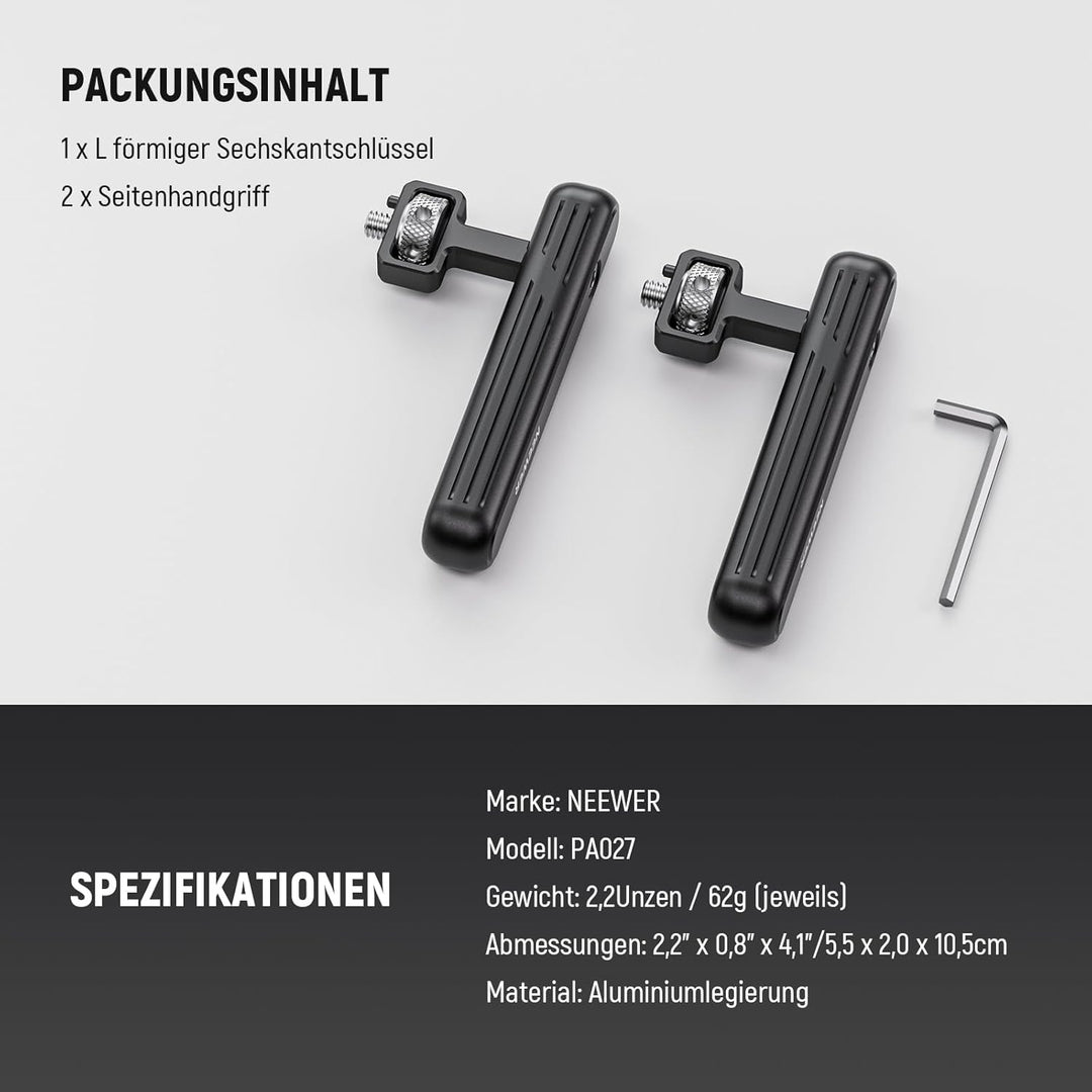 NEEWER 2er Pack drehbarer Seitengriff/Obergriff,Aluminiumgriff nur für iPhone 15 Samsung S22 S23 Tel