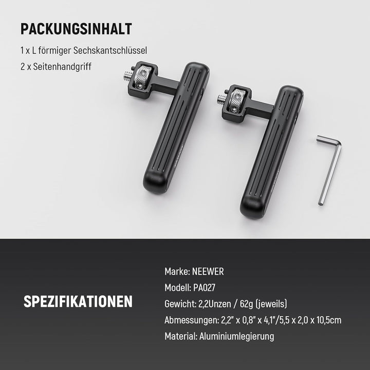 NEEWER 2er Pack drehbarer Seitengriff/Obergriff,Aluminiumgriff nur für iPhone 15 Samsung S22 S23 Tel