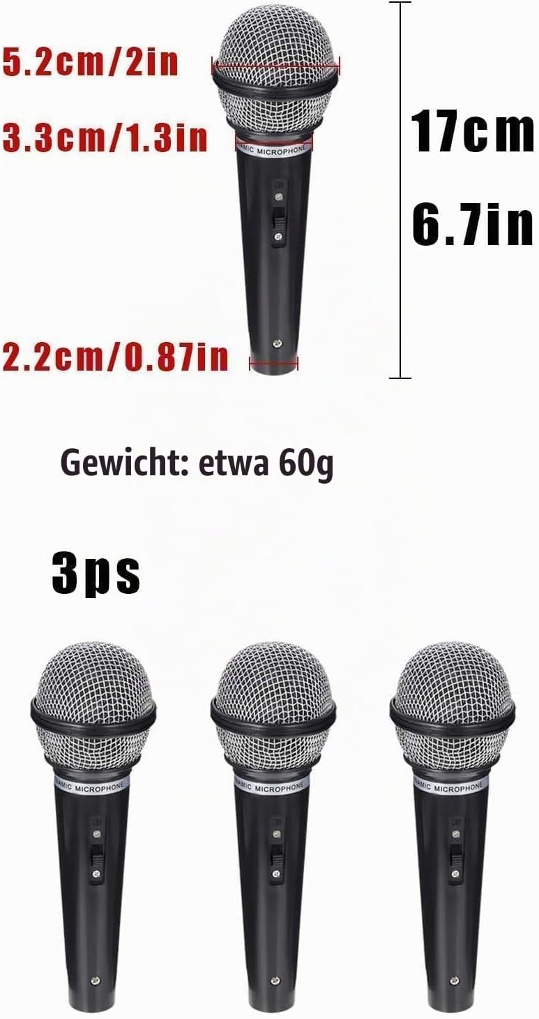 3 STK Mikrofon Prop,Fake Mikrofon Requisite,Mikrofon Attrappe,Realistische Fake-Mikrofon-Requisite,P