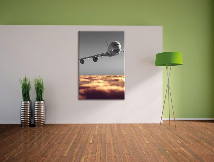 Pixxprint Flugzeug über Wolkenmeer als Leinwandbild/Grösse: 100x70 cm/Wandbild/Kunstdruck/fertig bes