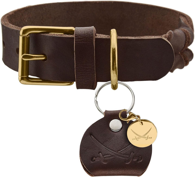 HUNTER SANSIBAR SOLID Hundehalsband, Leder, strapazierfähig, griffig, geflochten, 50 (S-M), dunkelbr