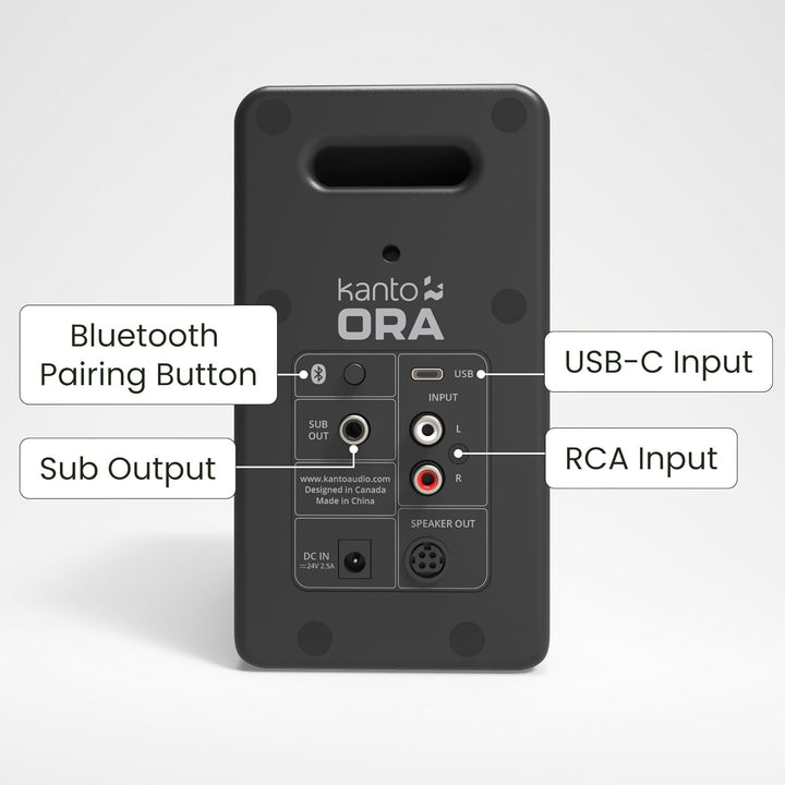 Kanto ORAMB 100W Powered Bi-amp Reference Desktop Computer Speakers w/Bluetooth 5.0 & USB-C | 100 Hz