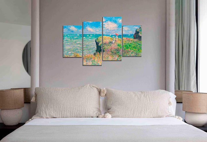 Claude Monet Kunstdruck auf Leinwand, gerahmt, Motiv "The Cliff Walk at Pourville", 89 x 56 cm 89cm