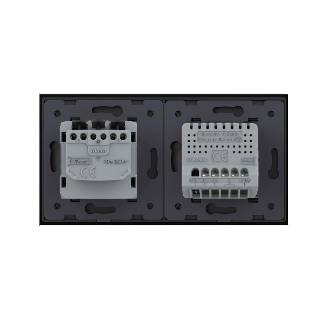 LIVOLO 2-Weg Lichtschalter/Steckdose TouchSchalter Komplettset mit Serienschalter Steckdose und Glas