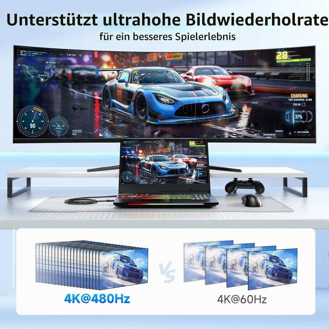 Cable Matters [VESA-zertifiziert] 40 Gbps USB C DisplayPort 2.1 Kabel 1 m, unterstützt DP40, 8K@120H