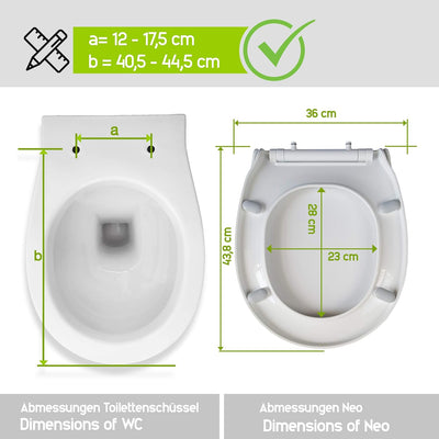 Aqua Bagno WC Sitz mit Absenkautomatik - O Form - Toilettensitz abnehmbar-Universal - weiss - Toilet