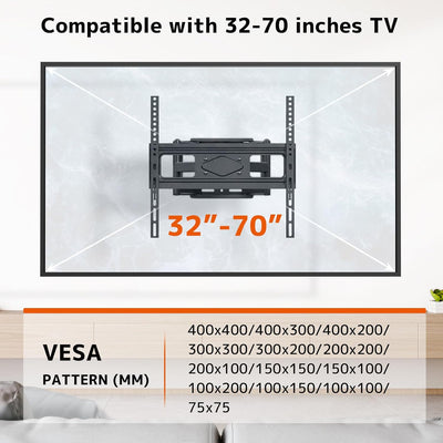 PUTORSEN TV Wandhalterung, Schwenkbar Neigbar TV Halterung 32-70 Zoll (ca. 81-178 cm) Flach & Curved