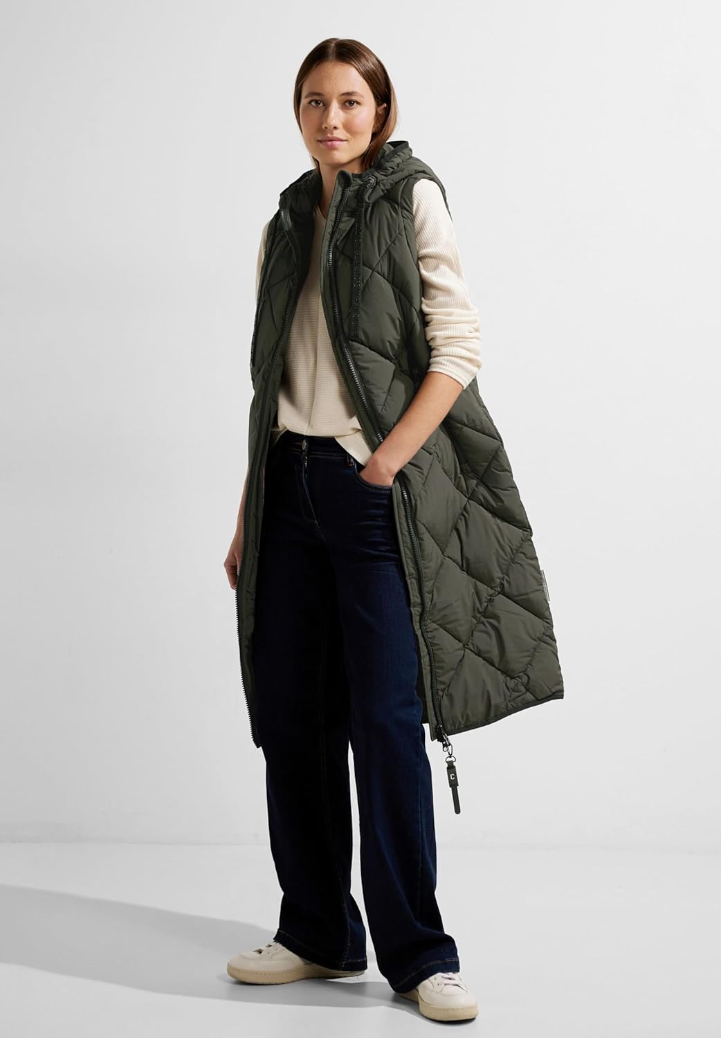 Cecil Damen Steppweste Lang S Olive Crop, S Olive Crop