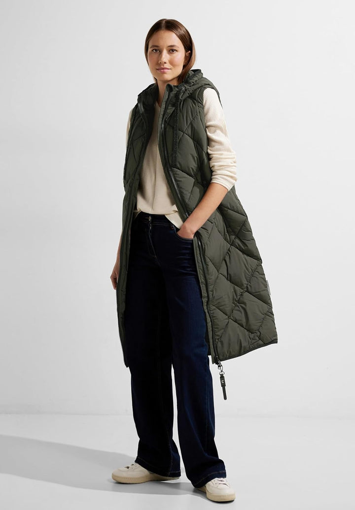 Cecil Damen Steppweste Lang S Olive Crop, S Olive Crop