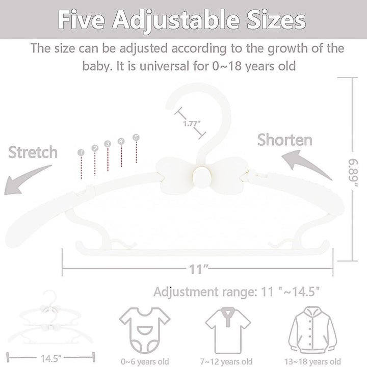 Kleiderbügel Kinder，20 Stück 29-37CM Mitwachsende Kinderkleiderbügel Stapelbare Baby Kleiderbügel mi