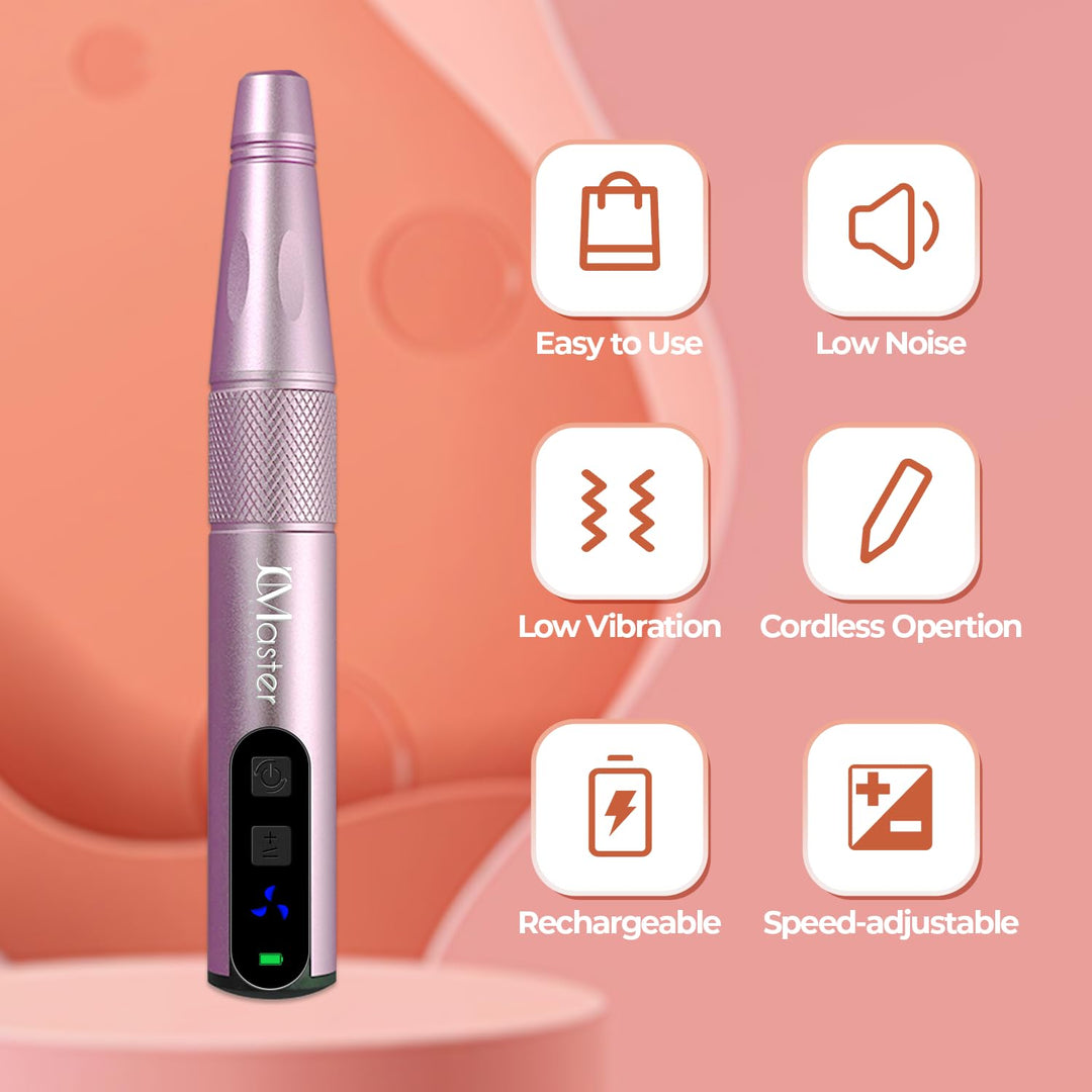 JCMaster Nagelfräser 11 in 1 für Gelnägel Acrylnägel, Kabellose Tragbare Nagelfeile für Anfänger und