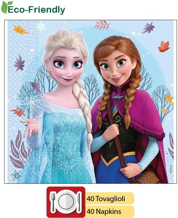 Partygeschirr Party-Set Disney Frozen Idyllic Wonder für 24 Personen (88 pcs: 24 Pappteller Ø23cm, 2