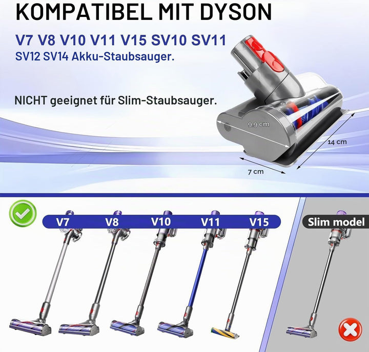Mini Elektrobürste Haardüse kompatibel mit Dyson V7 V8 V10 V11 V15, Anti Verwicklungs Aufsatz Ersatz