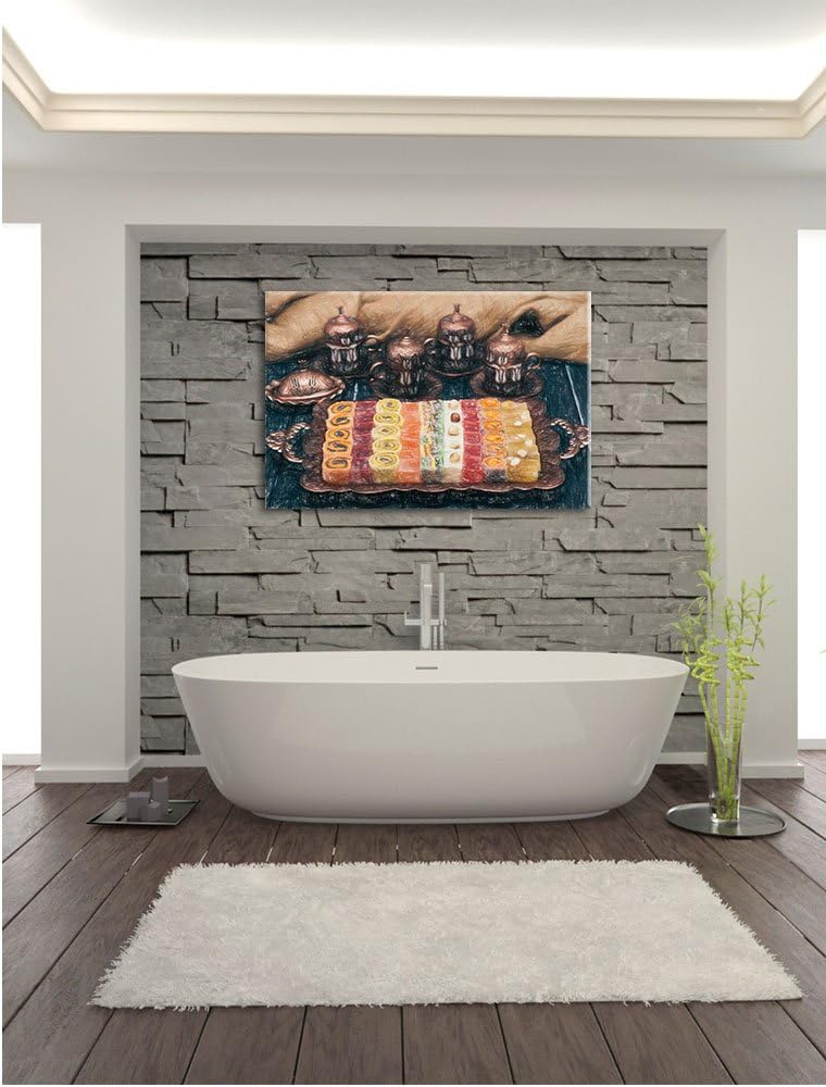 Pixxprint traditionelle türkische Desserts / 100x70cm Leinwandbild bespannt auf Holzrahmen/Wandbild