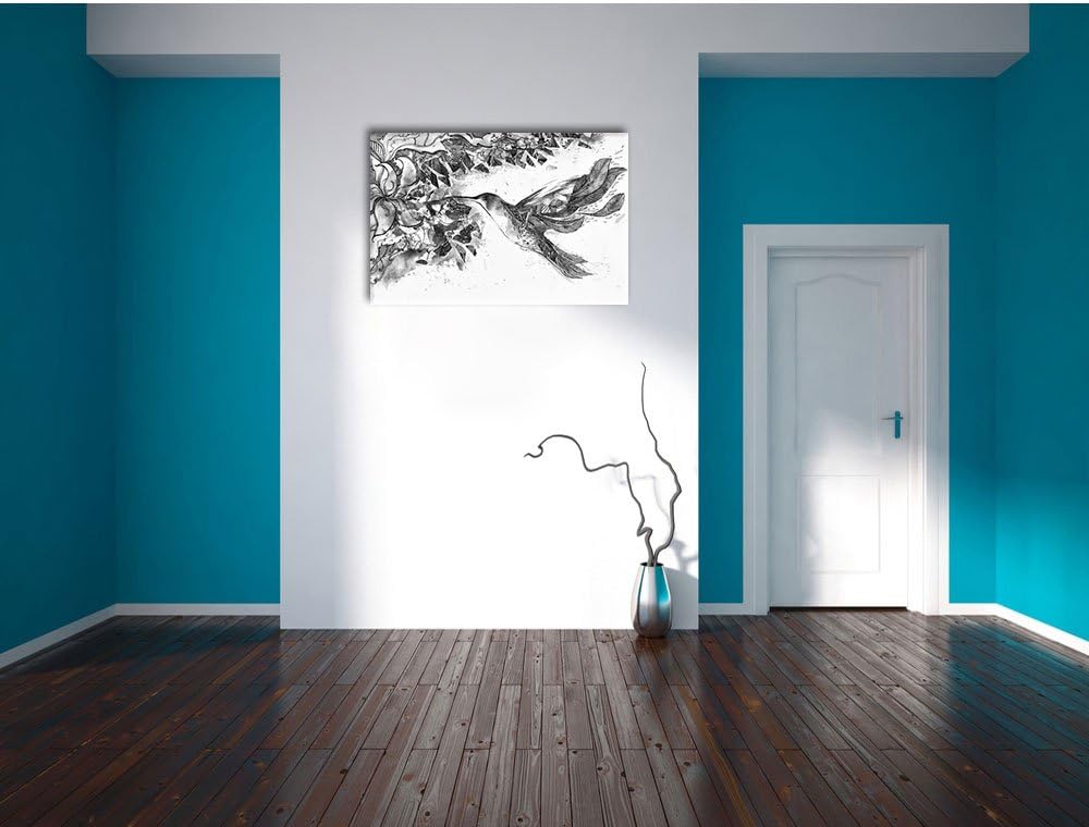 Monocrome, Kolibri Kunst , Format: 100x70 auf Leinwand, XXL riesige Bilder fertig gerahmt mit Keilra