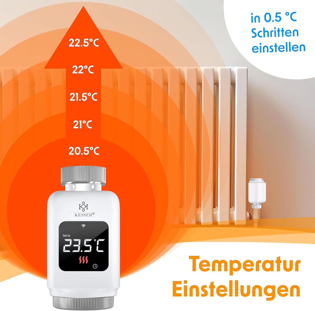 KESSER® Heizkörperthermostat 2er Set WiFi Heizungsregler | Heizungsthermostat WLAN mit Smart Home Ap