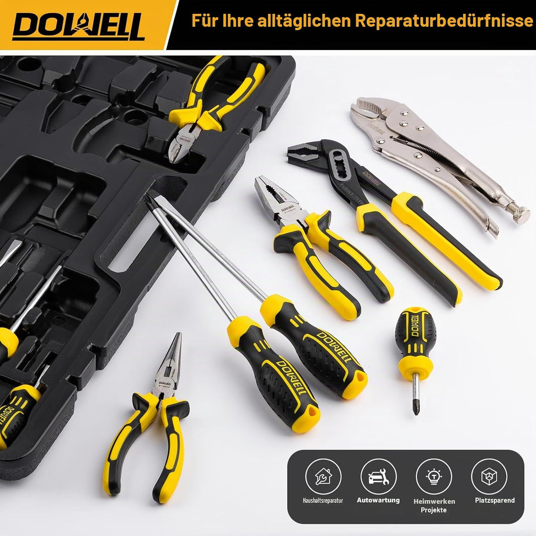 DOWELL Werkzeugsatz 132 Stück, Professional Auto Mechanics Hand Tool Kit, All-in-One für Auto-, Moto