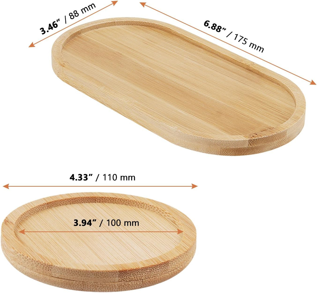 20 Stück Deko Holz Untersetzer Set, 10cm Holz Untersetzer Rund und Bambus Untersetzer Oval 17,5x8,8