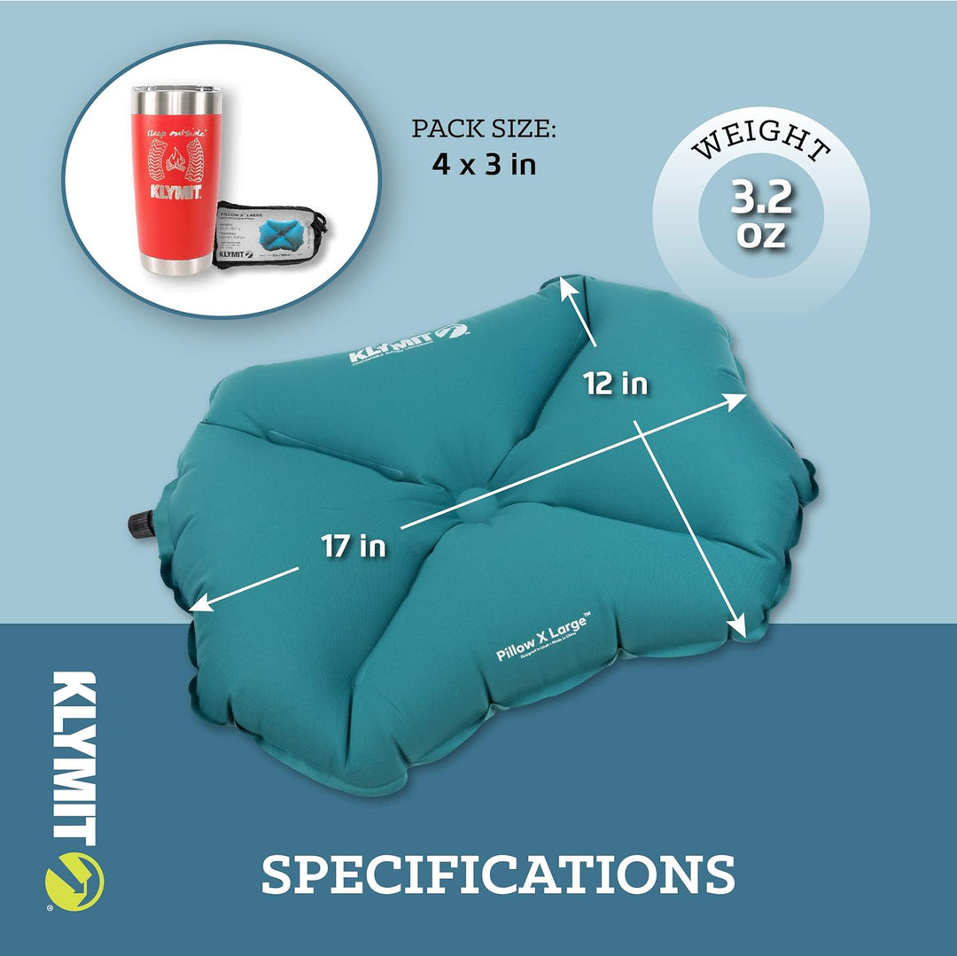 Klymit Pillow X Aufblasbares Camping- und Reisekissen Blau, Blau