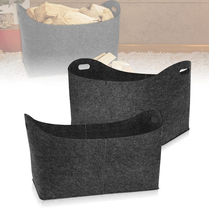 2 Stück Holzkorb für Kaminholz Faltbar Gross Kaminholztasche Kaminholzkorb Filzkorb Kaminholz mit Ve