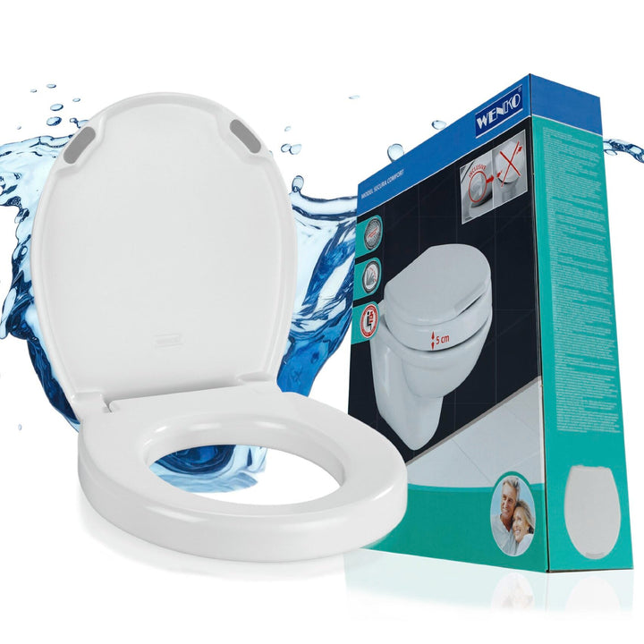 WENKO WC-Sitz Secura Comfort bis 200 kg Tragkraft, Hygiene-Toilettensitz mit 5 cm Sitzflächenerhöhun