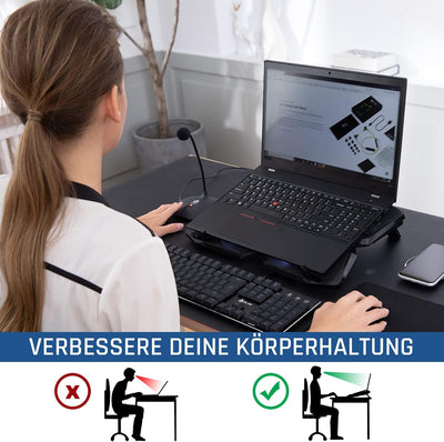 KLIM Wind Laptop Kühler - Leistungsstark Wie Kein Anderer – Schneller Kühlvorgang - 4 Lüfter PC Note