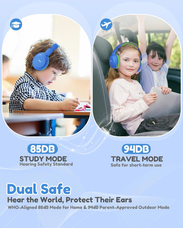 Acer Kinder Bluetooth Kopfhörer, 85/94dB Lautstärkebegrenzer, Faltbare Kabellose Over-Ear-Kopfhörer