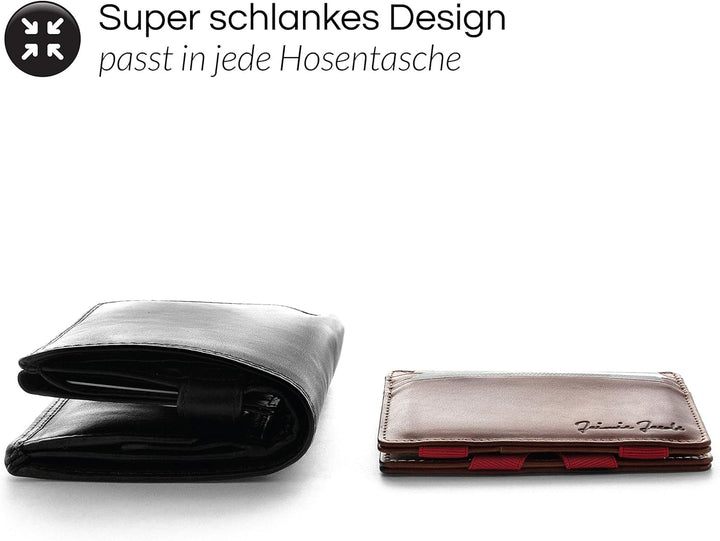Jaimie Jacobs Flap Boy Slim ohne Münzfach Magic Wallet integrierter RFID Schutz Magischer Geldbeutel