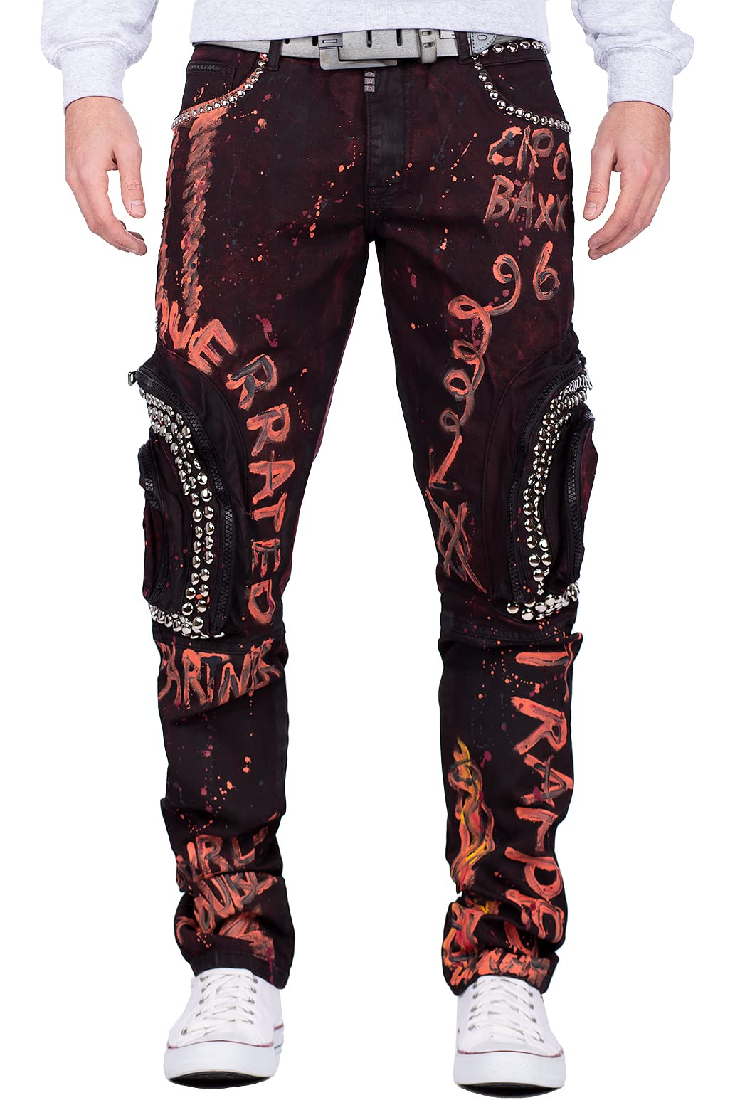 Cipo & Baxx Herren Jeans modernes extravagntes Design, Flexibler Regular-Fit, Stilvolle Details, Lan