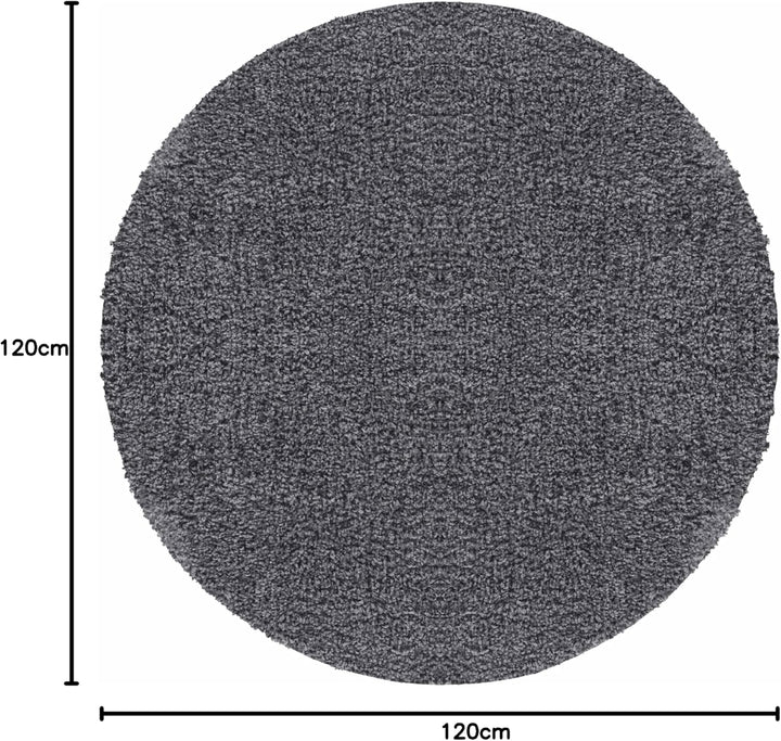 Teppium Hochflor Teppich Wohnzimmer Shaggy 120 cm Rund Grau - Flauschiger Teppich Extra Weich, Wasch