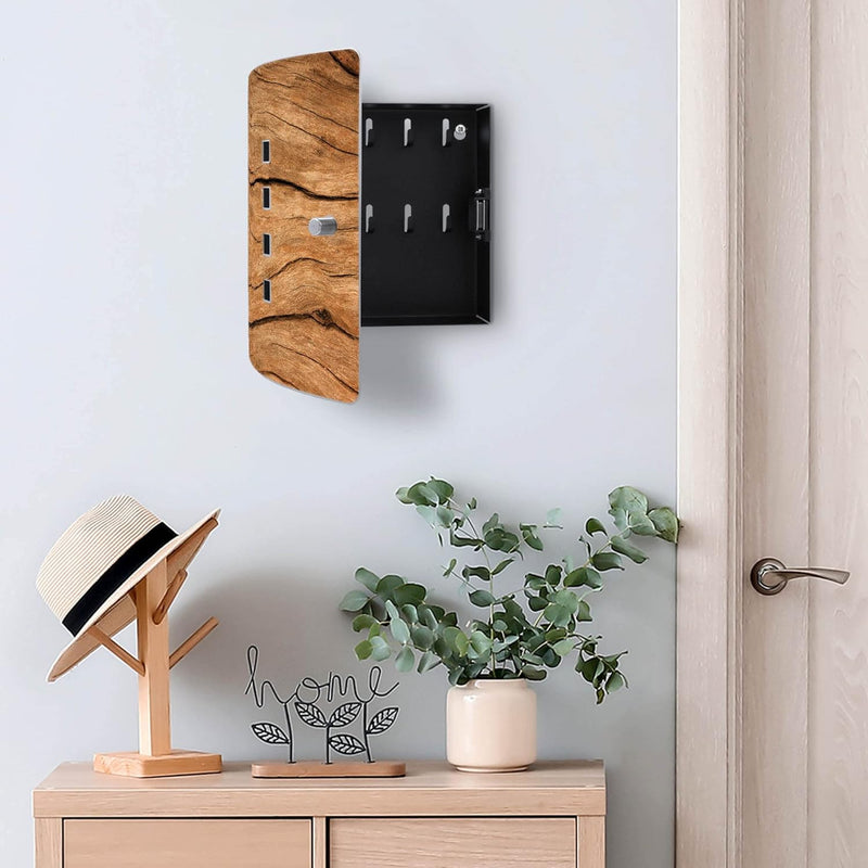 banjado® Design Schlüsselkasten aus Edelstahl mit Motiv Trockenes Holz für 10 Schlüssel - Schlüssels