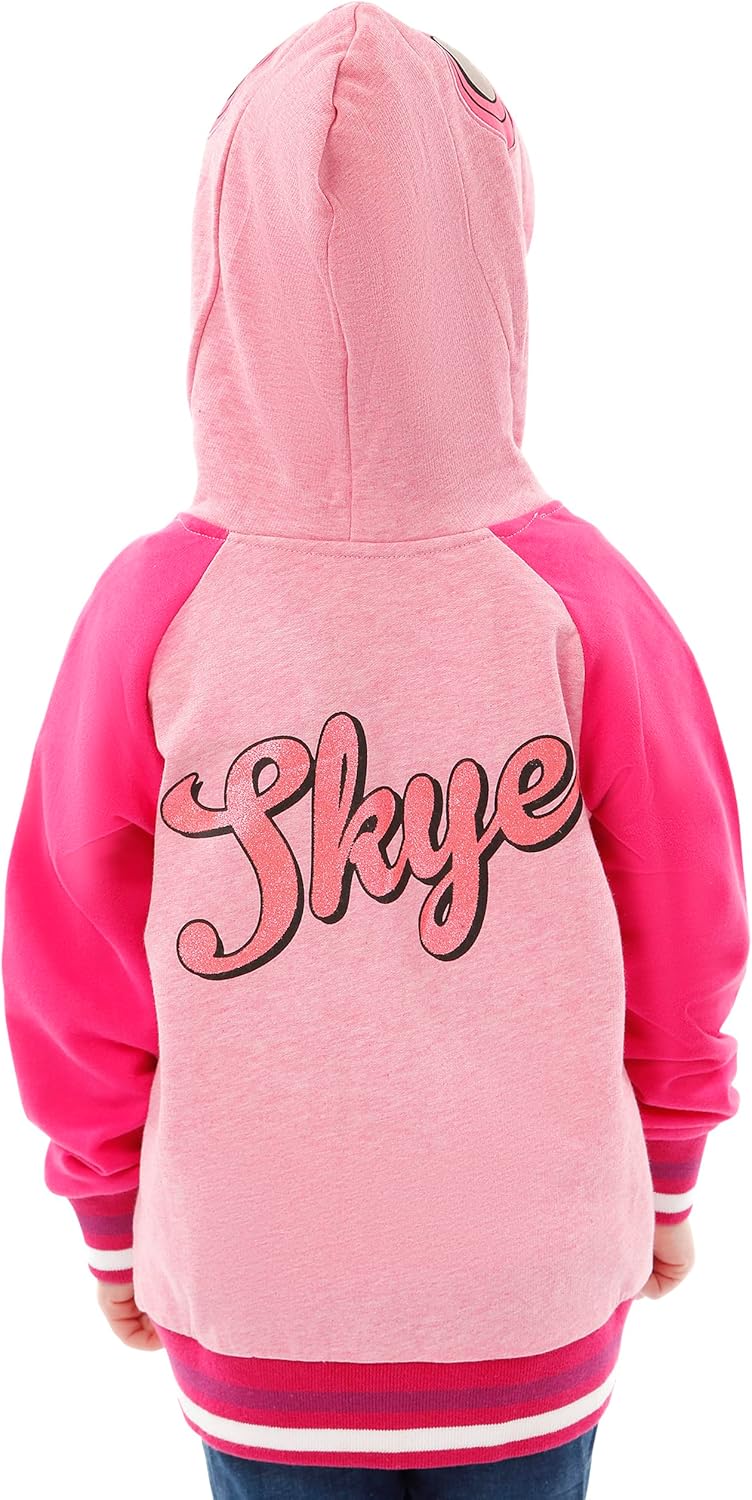PAW PATROL Pullover Mädchen | Skye Zipper Hoodie | Glitzer Kapuzenpullover für Kinder 110 Rose, 110