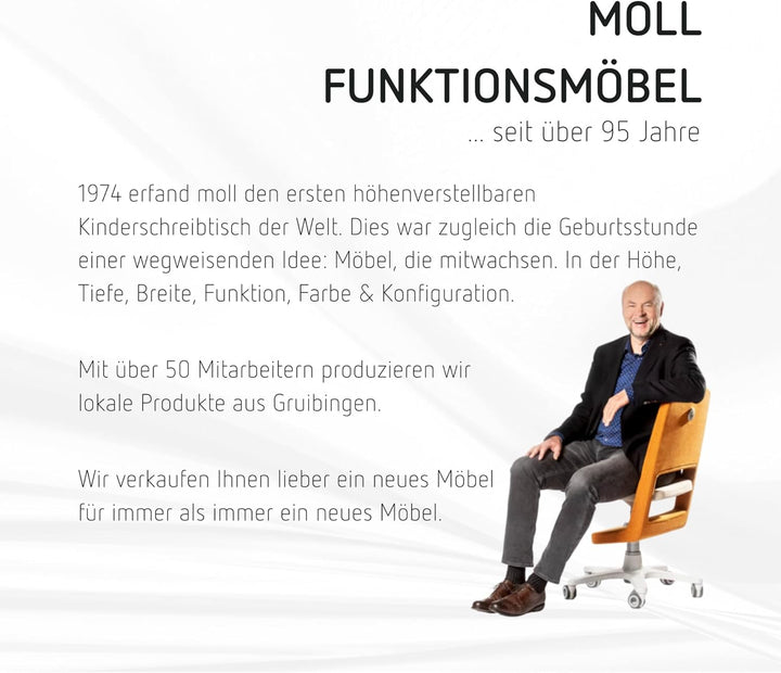 moll Champion Side Top, Tisch-Erweiterung in die Breite, seitliche Ablagemöglichkeit, Weiss, Holzwer