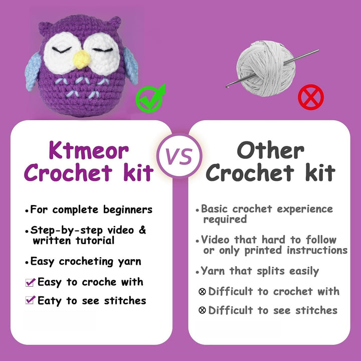 Ktmeor Häkelset für Anfänger, Häkeltier-Set mit Schritt-für-Schritt-Video-Tutorials, Anfänger-Häkels