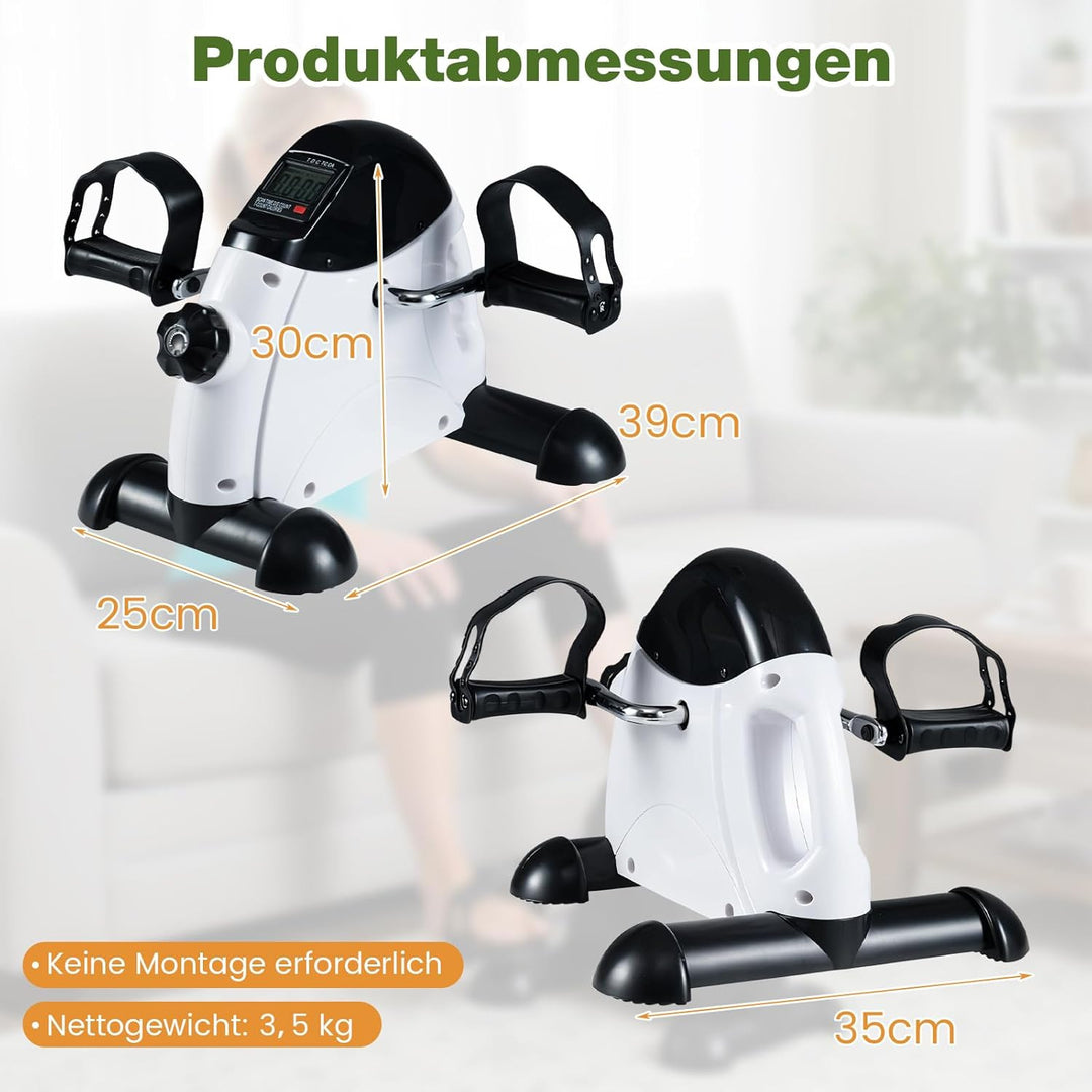 GYMAX Mini-Heimtrainer, Beintrainer mit Widerstandsregler & LCD-Anzeige, pedaltrainer für Arme & Bei