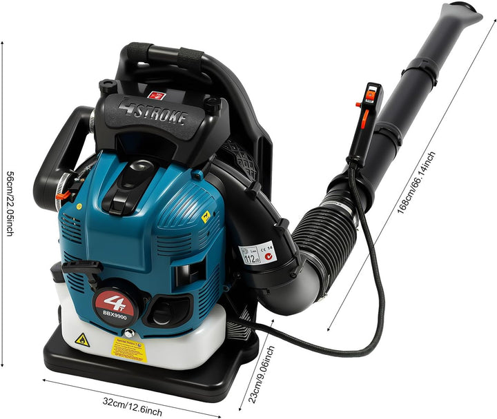 Benzin Laubsauger 75.6CC 4-Takt Rucksack Laubbläser 2600W Leistungsstark Rückenlaubbläser, Rückentra